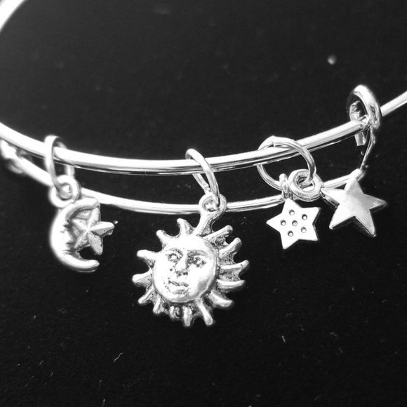 Boutique Jewelry - Moon, Sun & Stars Silver Slide Charm Bracelet Boutique Jewelry - Moon, Sun & Stars Silver Slide Charm Bracelet